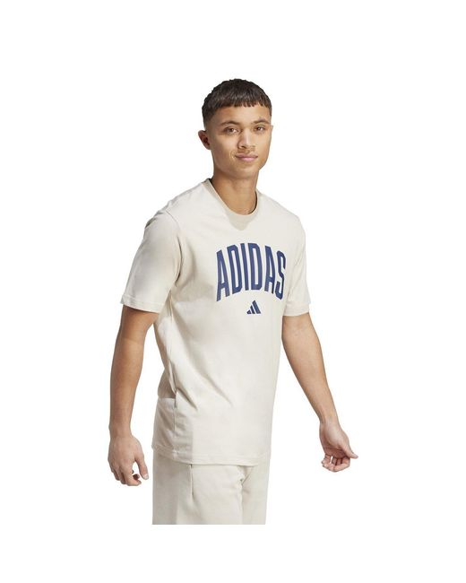 Adidas White Graphic Logo T-Shirt for men