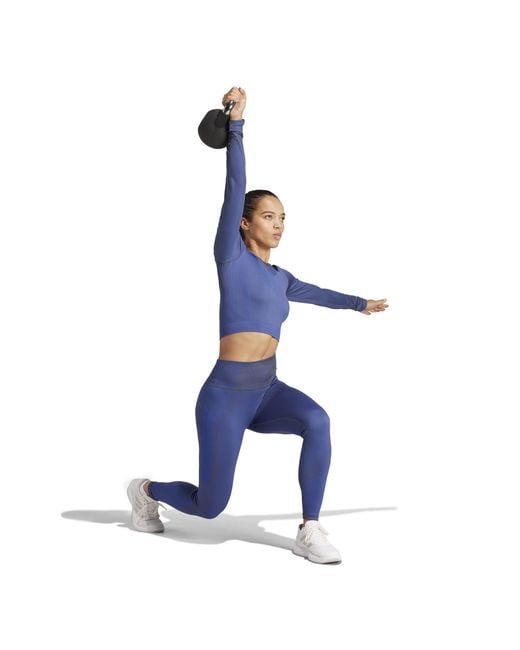 Adidas Blue Knit Long Sleeve Gym Top