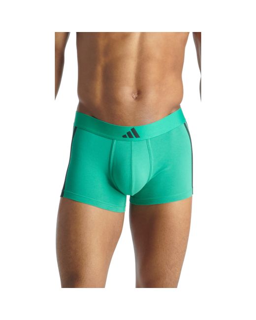 Adidas Green Active Flex Cotton 3 Stripes Trunk (2Pk) for men