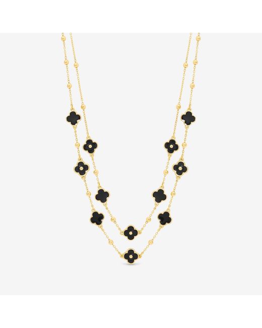 Mood Metallic Jet Clover Multi Row Necklace