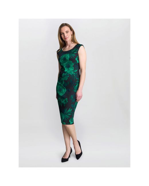Gina Bacconi Green Candice Floral Cocktail Dress