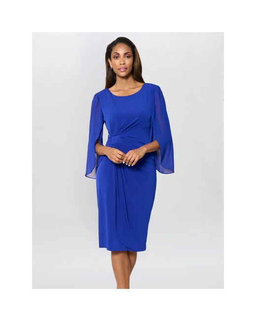 Gina Bacconi Blue Ryder Jersey And Chiffon Wrap Dress