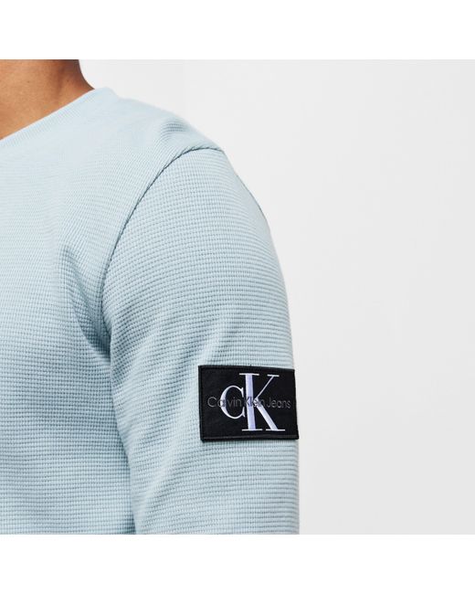 Calvin Klein Blue Waffle Long Sleeve Top for men
