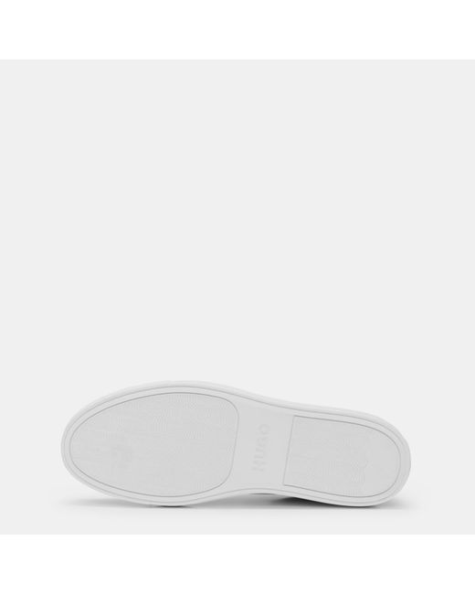 HUGO White Faux-Leather Logo Trainers for men