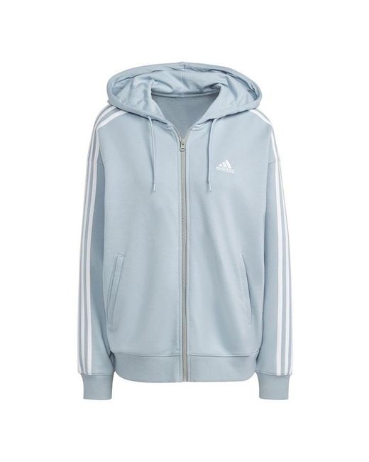 Adidas Blue French Terry 3 Stripe Full Zip