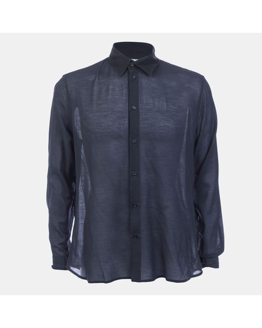 Off-White c/o Virgil Abloh Blue Embroidered Silkjer Round Shirt for men