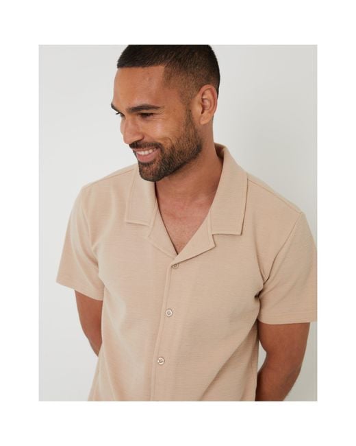 Threadbare Brown Embley Short-Sleeve Patterned Shirt for men