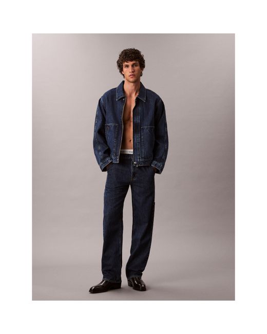 Calvin Klein Blue Button Front Tailored Fit Denim Jacket for men