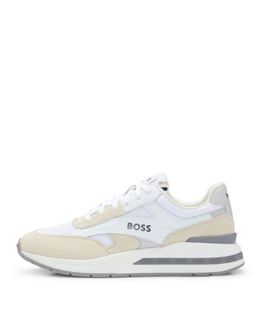 Boss White Kurt Runner Style Trainers for men
