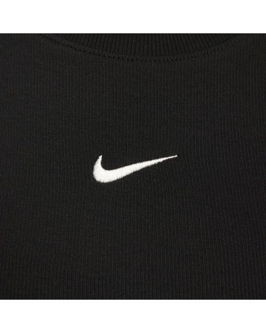 Nike Black Sportswear Chill Knit Tight Cropped Mini-Rib Tank Top