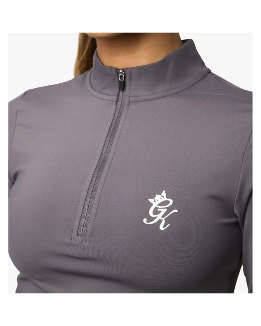 Gym King Gray Impact Quarter Zip Funnel Neck Crop Top
