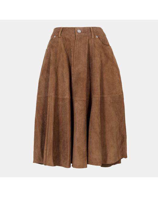 AMI Brown Midi Skirt