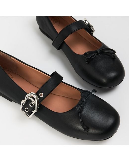 Love Moschino Black Buckle Ballet Pumps