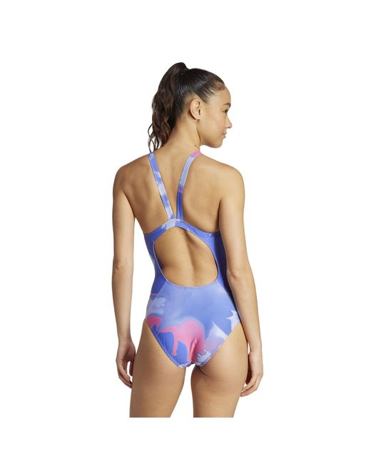 Adidas Blue Tie-Dyed Graphic V-Back Swimsuit