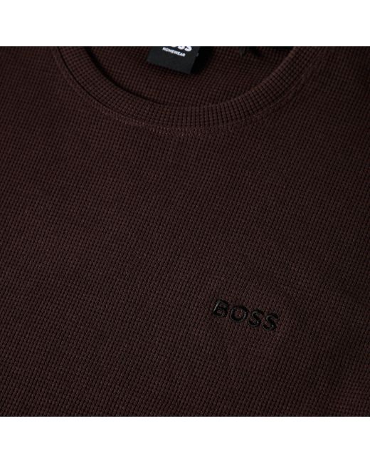 Boss Brown Bodywear Waffle T-Shirt With Structured Design for men