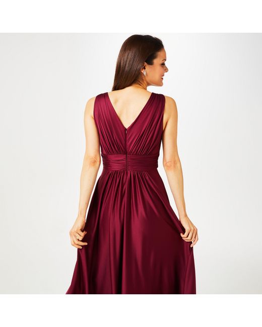 Biba Red Bridesmaid Dip Hem Maxi Dress