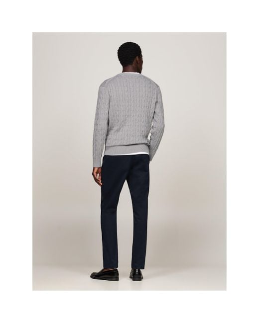 Tommy Hilfiger Gray Classic Cotton Cable Crew Neck for men