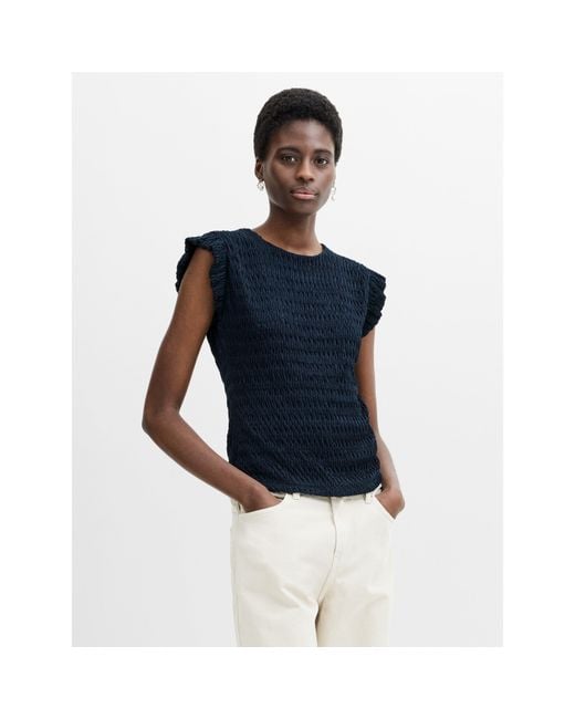French Connection Blue Fc Zinnia Frill Top Ld64