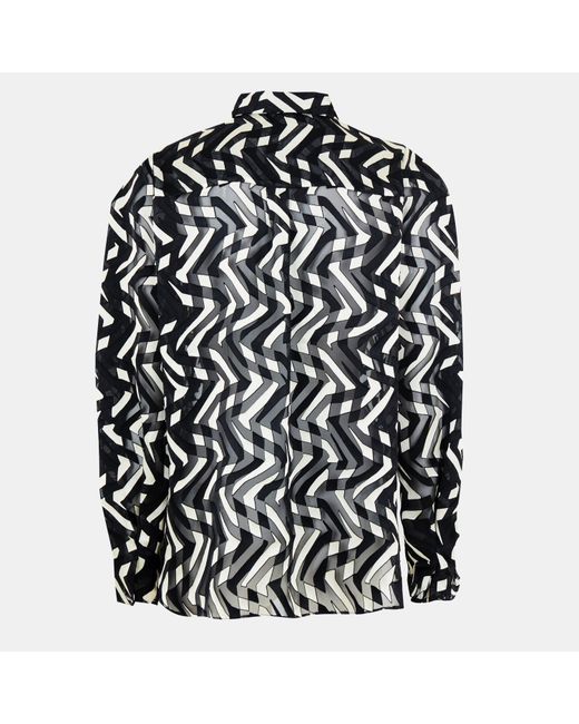 French Connection Black Diandra Satin Devore Long Sleeve Blouse