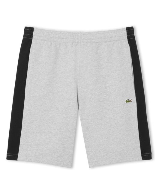 Lacoste Gray Cotton Fleece Colour Block Shorts for men