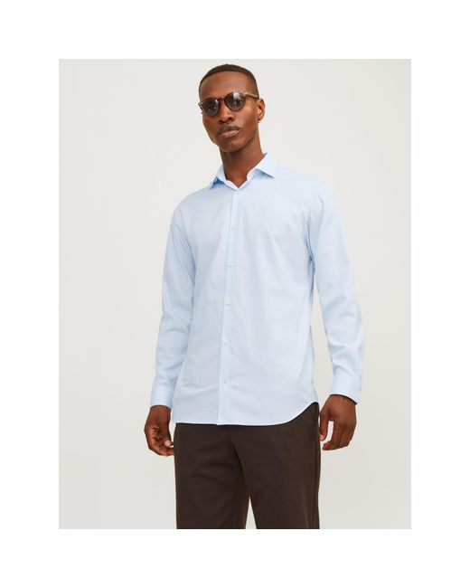 Jack & Jones White Parker Long-Sleeve Patterned Shirt for men