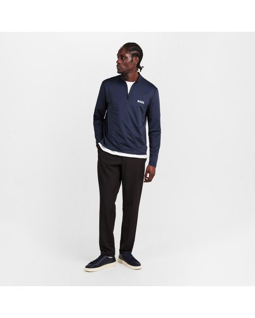 Boss Blue 1/4 Zip Performance Tracksuit Top for men