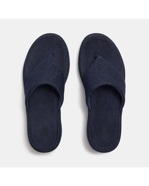 Fitflop Blue Platfforms Denim Wedge Toe-Post Sandals