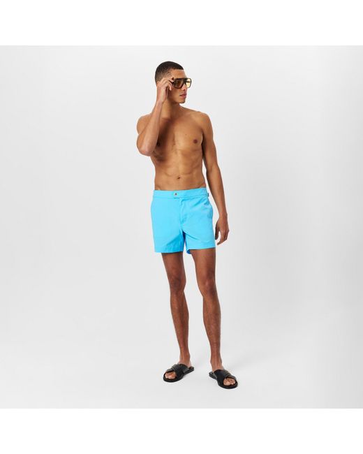 Tom Ford Blue Poplin Swim Shorts for men