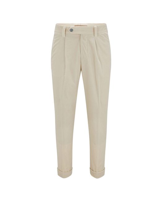 Boss Natural H-Perin Pleat Trousers for men