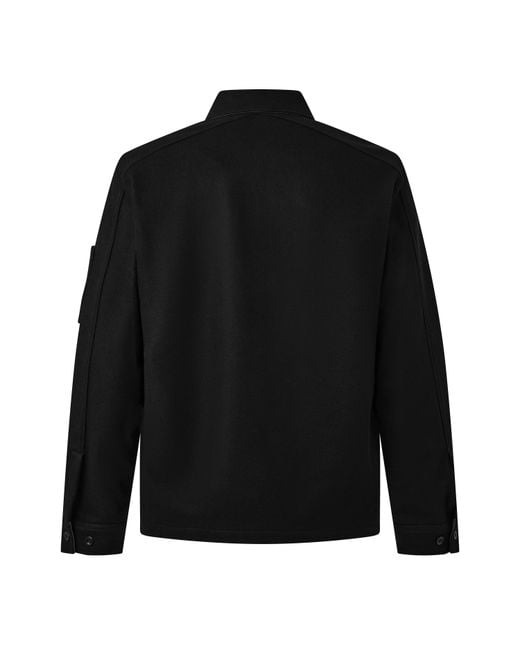 C P Company Black Cp Wool Overshirt Sn64 for men