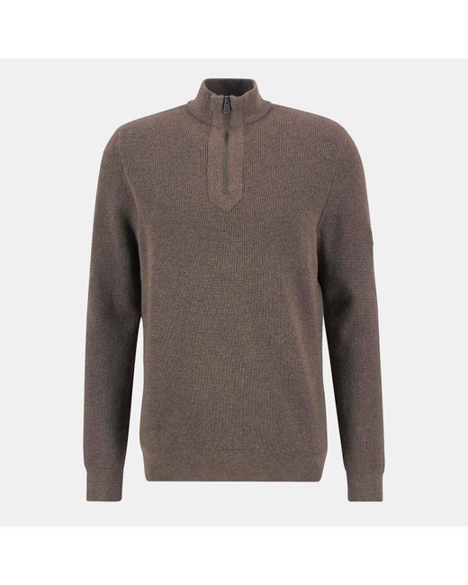 Barbour Brown Crawley Half Zip Jumper for men