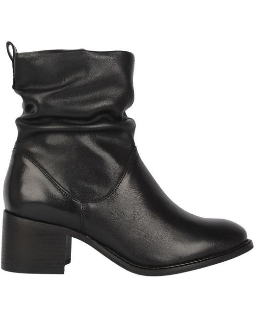 Linea Black Ruched Heeled Boots