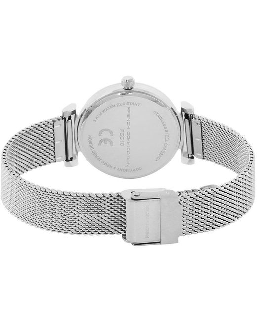 French Connection Metallic Case Round Shape Strap Quartz Watch