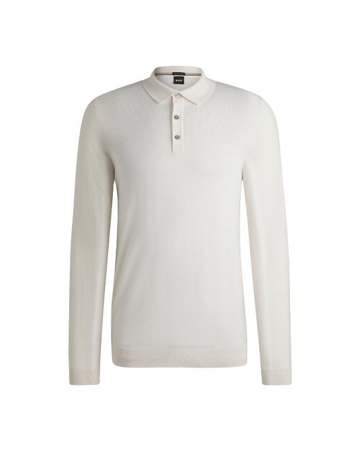 Boss Natural Lancione Long-Sleeve Polo for men