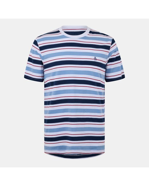 Original Penguin Blue Regular Fit Collar Stripe T-Shirt for men