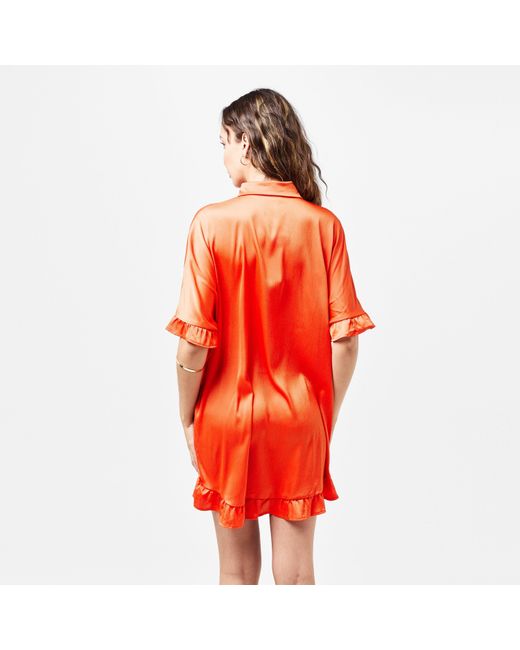 AX Paris Orange Frill Detail Button Front Shirt Dress