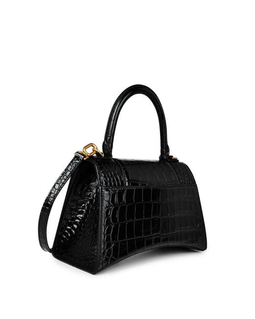 Balenciaga Black Hourglass Small Crocodile Handbag