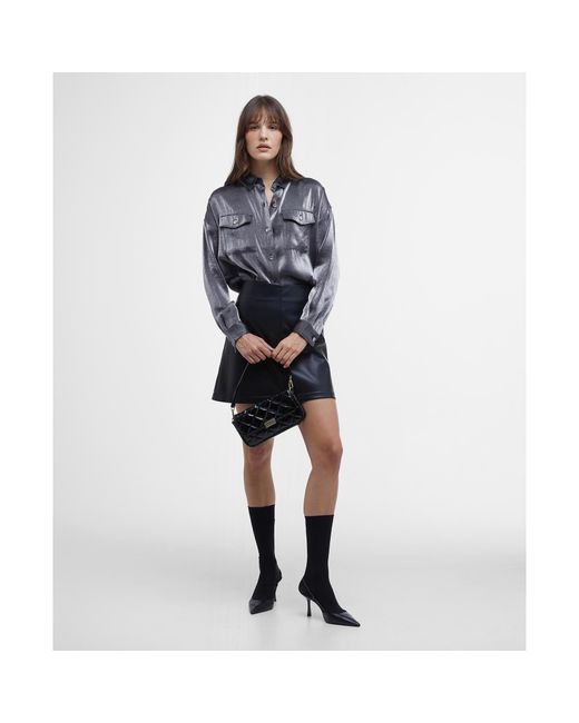 Barbour Gray Della Satin Long-sleeved Shirt