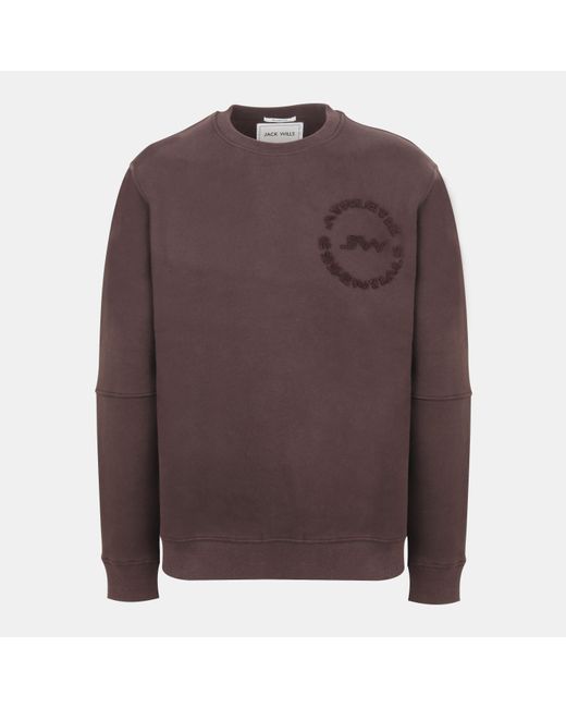 Jack Wills Brown Boucle Cotton Long Sleeve Oversized Fit Crew Sweatshirt for men