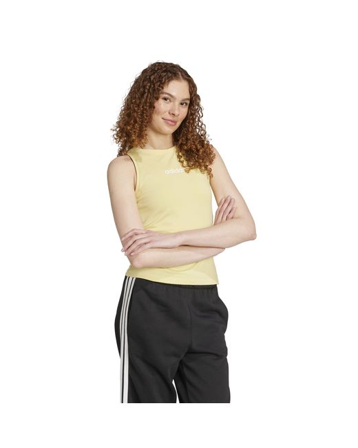 Adidas Yellow Essentials Linear Slim Cotton Tank Top