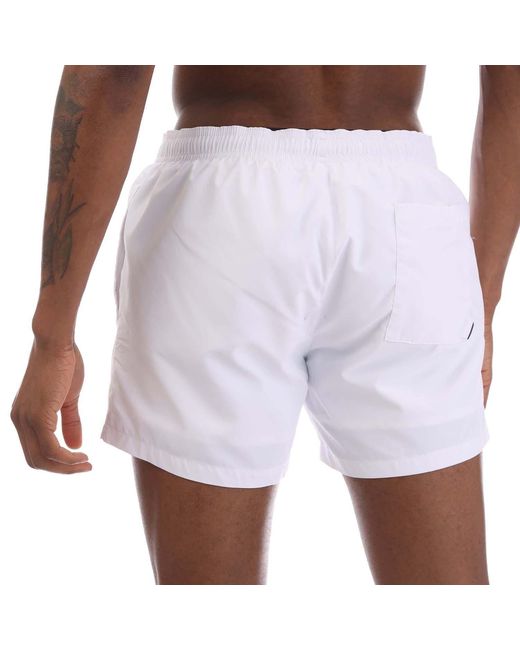HUGO White Abas Logo Print Swim Shorts for men