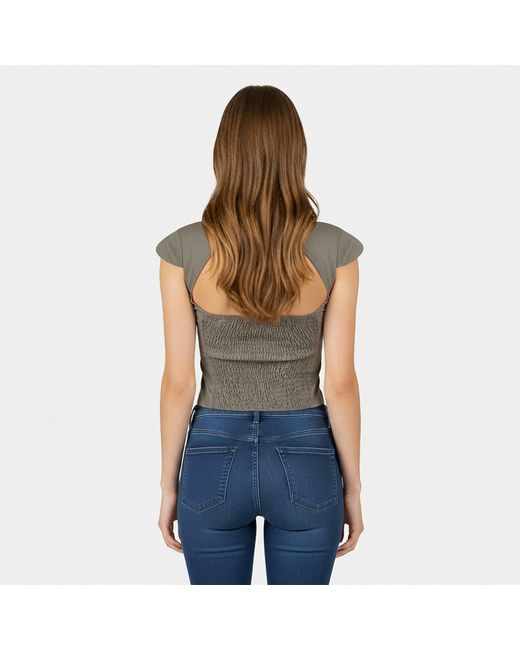 Jack Wills Gray Cap Sleeve Blouse
