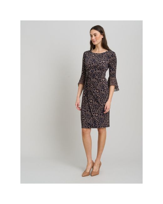 Gina Bacconi Gray Nikita Printed Sheath Dress