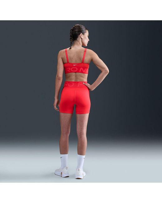 Nike Red Pro Indy Plunge Medium-Support Padded Sports Bra