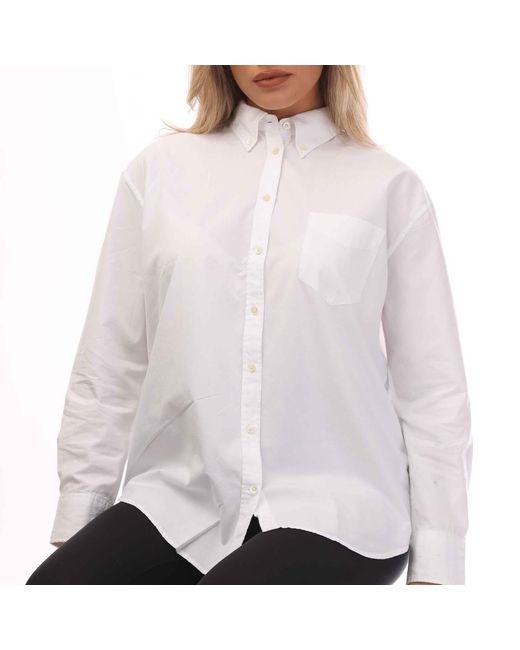 Gant White Relaxed Fit Luxury Poplin Shirt
