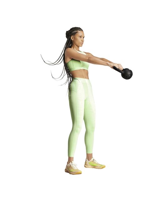 Adidas Green Non Wired All Over Print High Impact Sports Bra