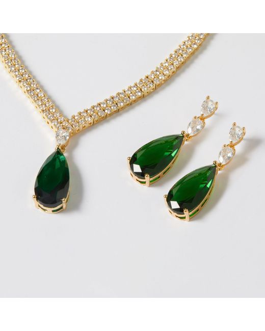 Jon Richard Green Plated Cz Collar Necklace