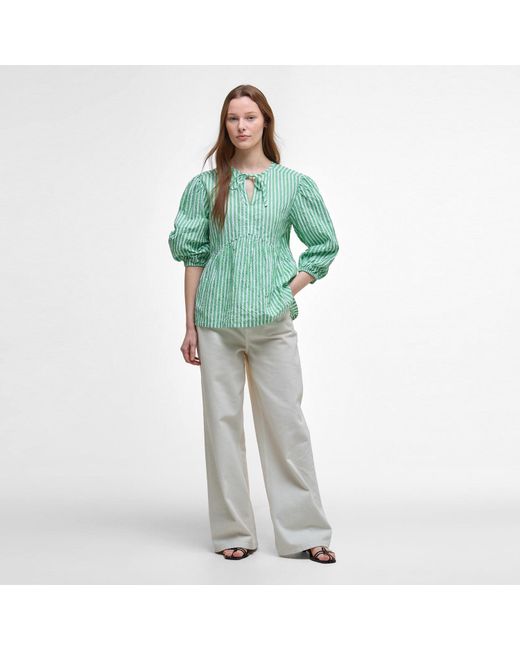 Barbour Green Daison Peplum Top