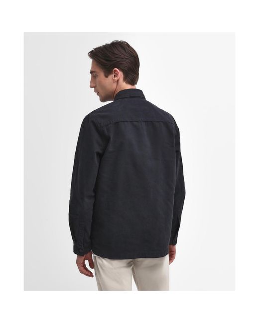 Barbour Blue Washed Cotton Long Sleeve Overshirt for men