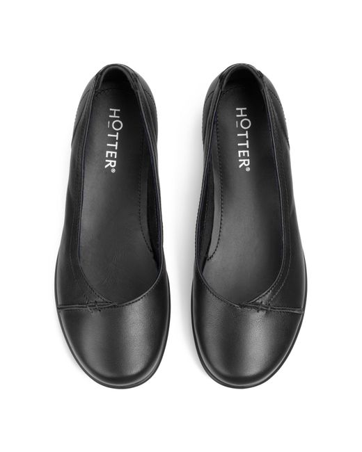 Hotter Black Robyn Ii Wide Fit Ballerina Pumps